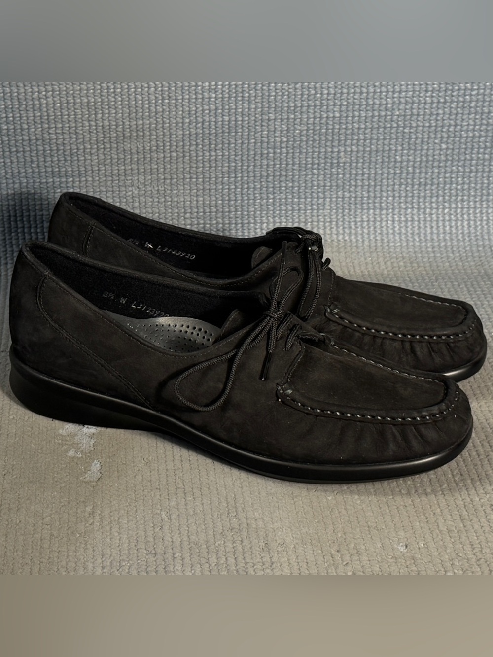 SAS Petra Black Suede Handcraft Comfort Moccasin Lace Shoes Women’s Sz 8.5 Wide